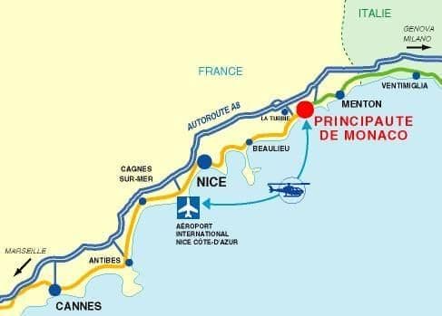 Plan des aéroports de Monaco