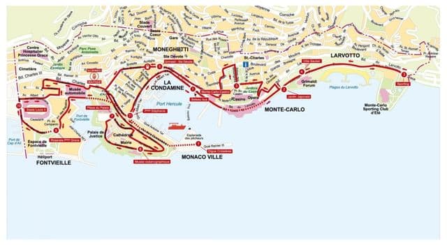 Plan du Hop On Hop Off bus tours de Monaco