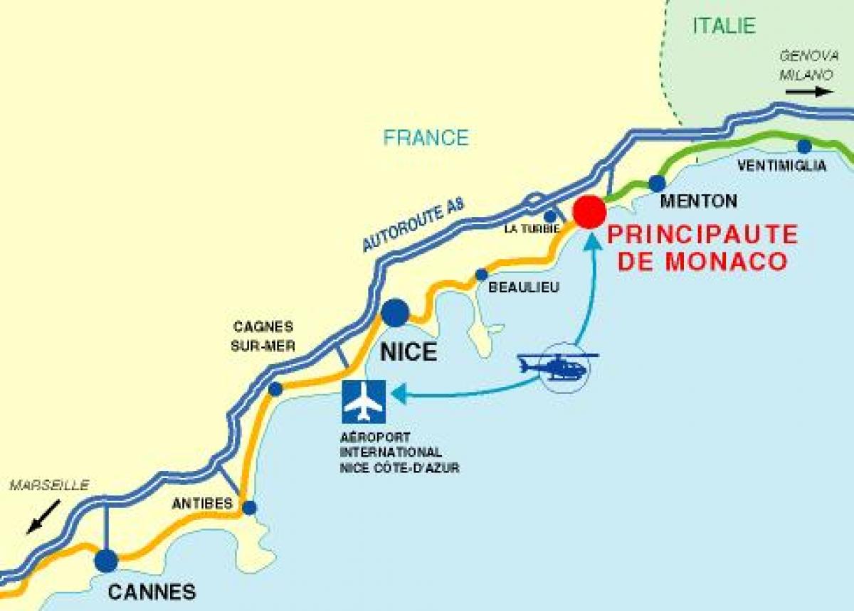 Plan des aéroports de Monaco