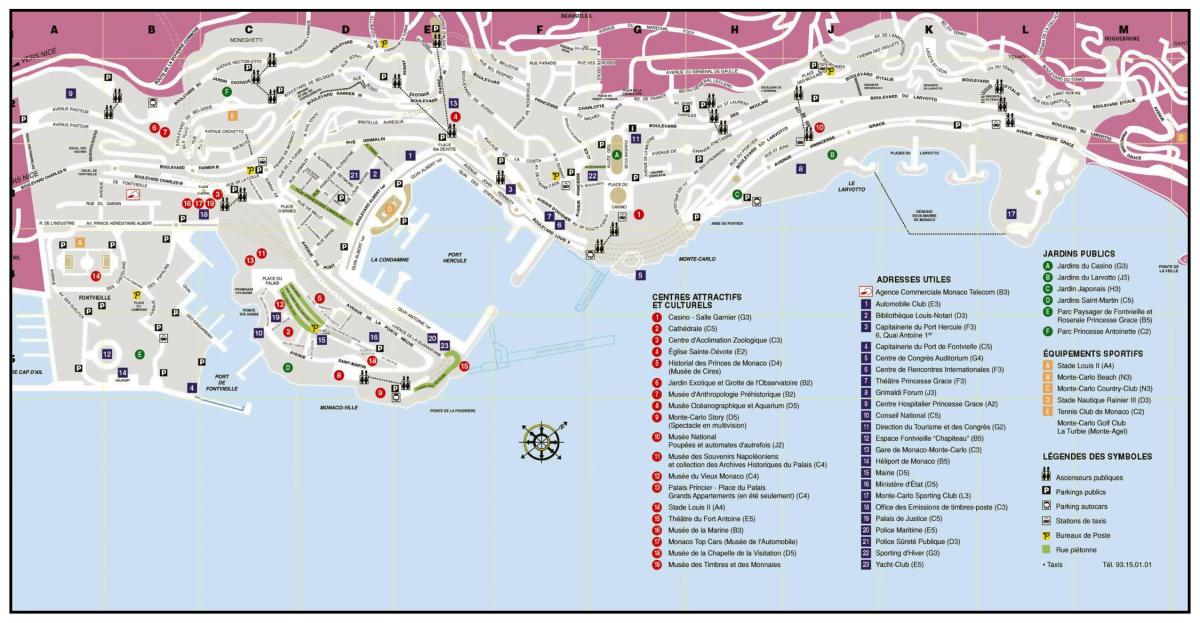 Plan des excursions à pied de Monaco