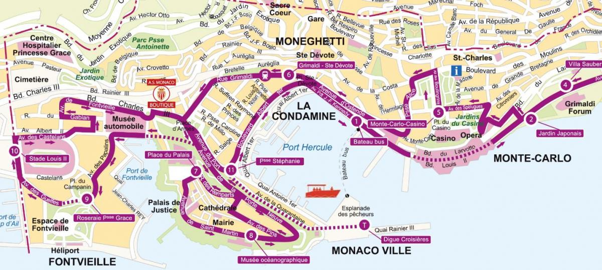 Plan des Big Bus de Monaco