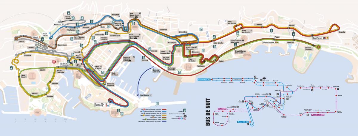 Plan des stations bus de Monaco