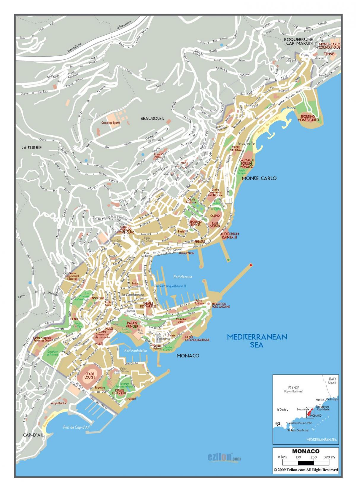 Plan des routes de Monaco